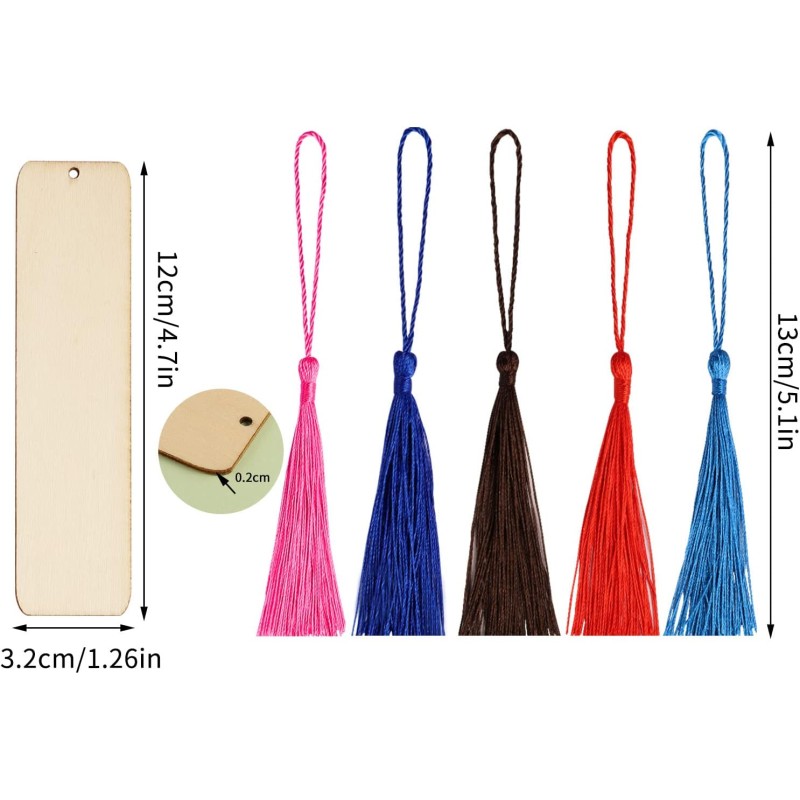 Wooden Blank Bookmarks with String